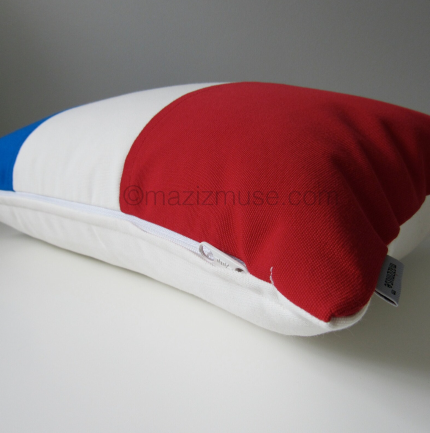 Decorative France Flag Pillow Cover, French Outdoor Sunbrella® Cushions