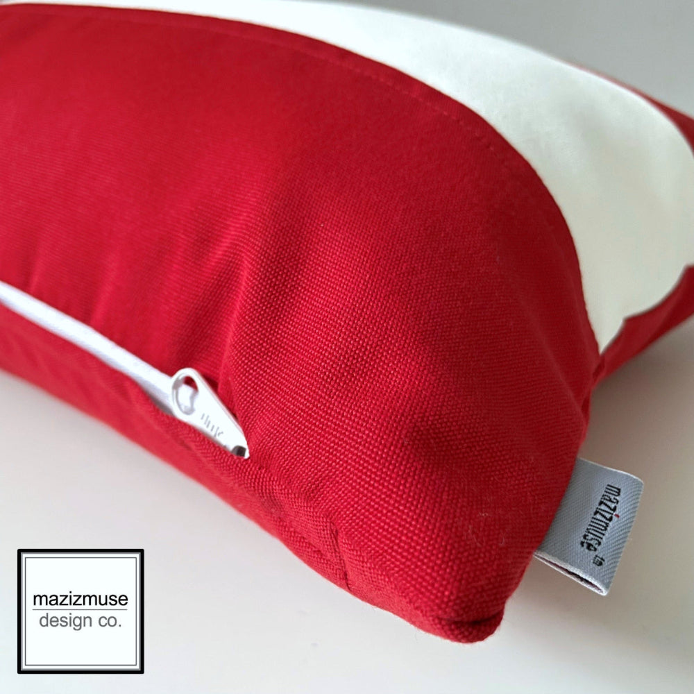 astrian flag pillow showing zipper detail