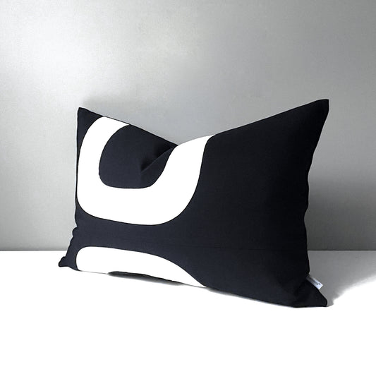 Mid Century Modern Sunbrella® Outdoor Pillow Cover, Black & White Cushions