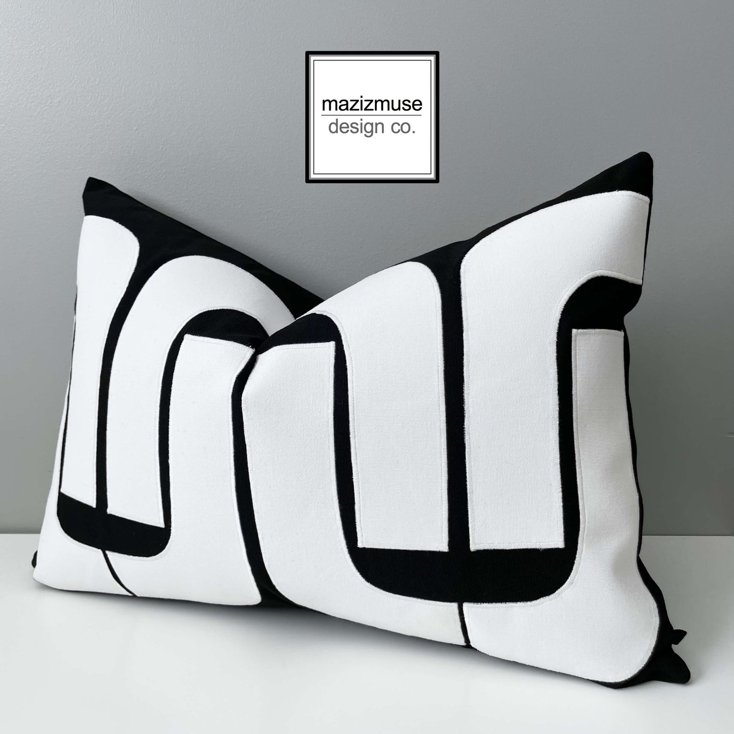 Black & White Sunbrella Outdoor Pillow Cover, Mid Century Modern Cushion Cover
