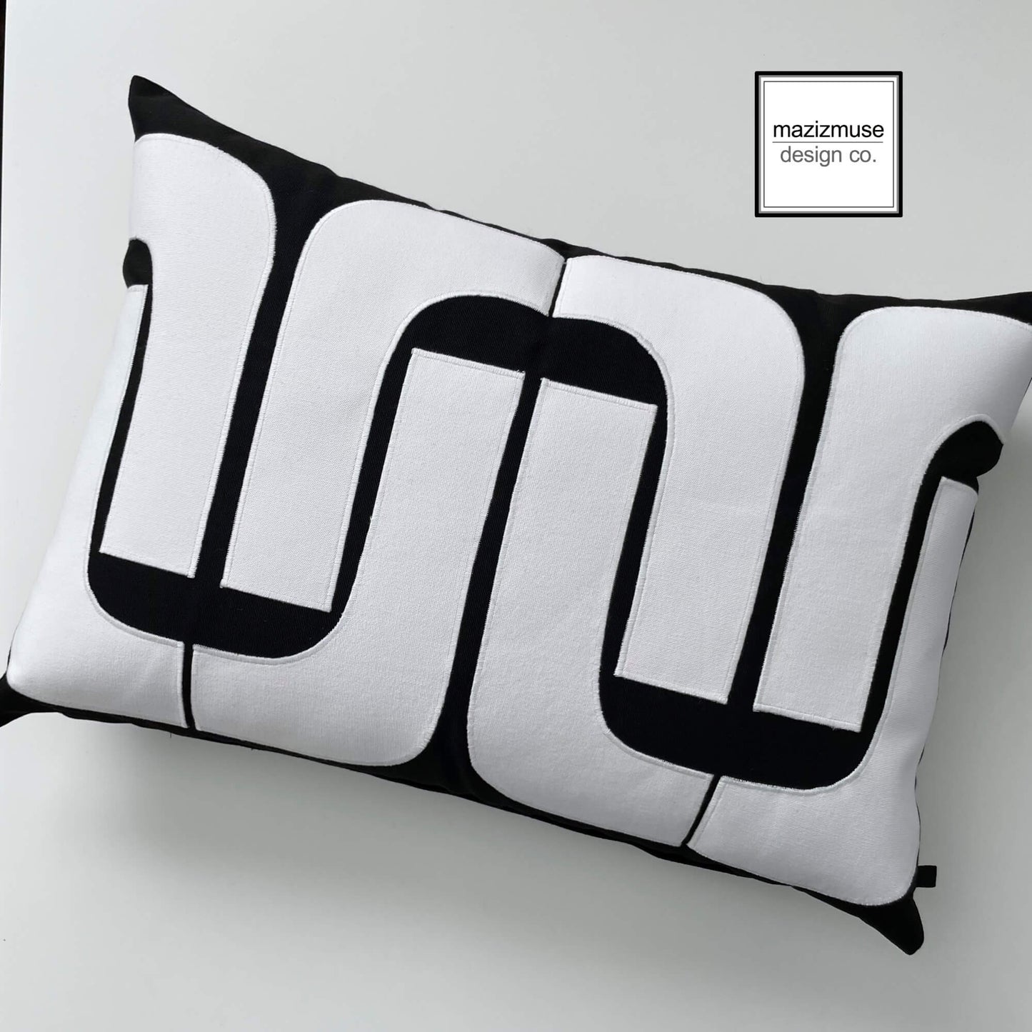 Black & White Sunbrella Outdoor Pillow Cover, Mid Century Modern Cushion Cover