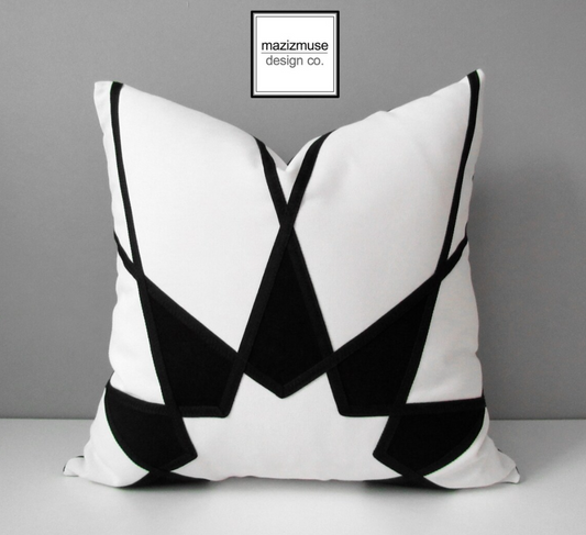 Black, White & Grey Sunbrella Cushion Cover in Mandala Design
