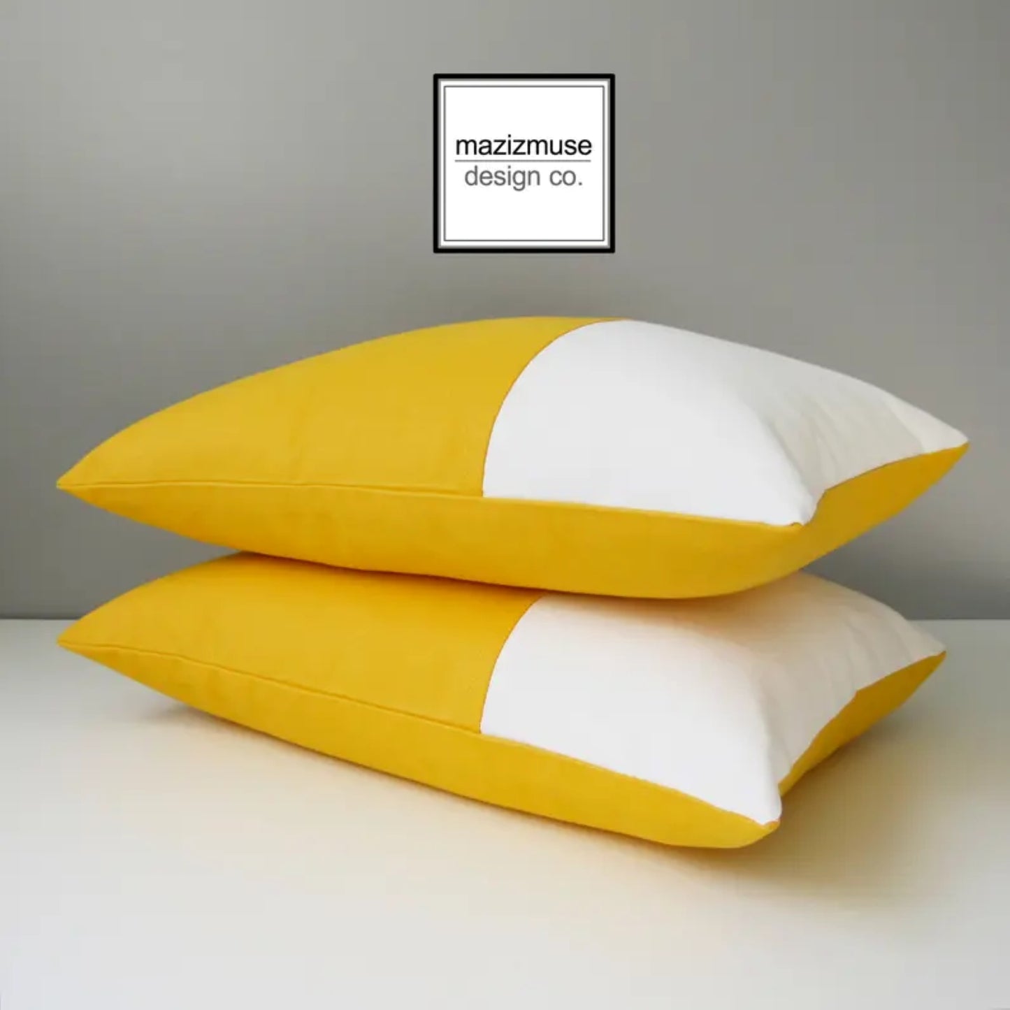 Sunflower Yellow & White Outdoor Pillow Cover, Modern Sunbrella® Cushion Cover