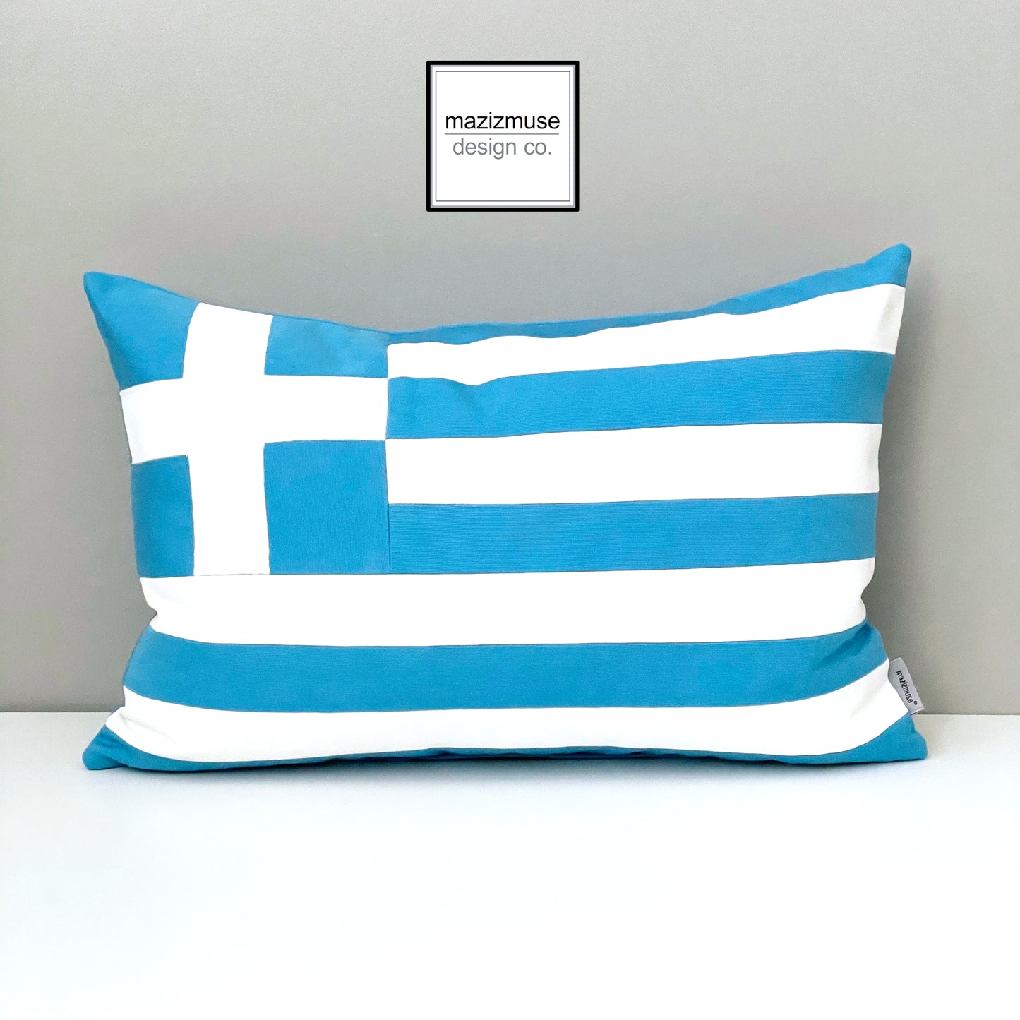 Greek Flag Pillow Cover, Greece Outdoor Sunbrella® Cushion