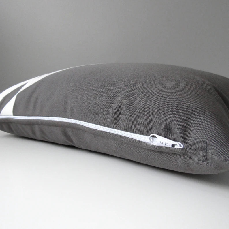 Decorative Lime Green & Grey Outdoor Pillow Cover, Modern Sunbrella Cushions