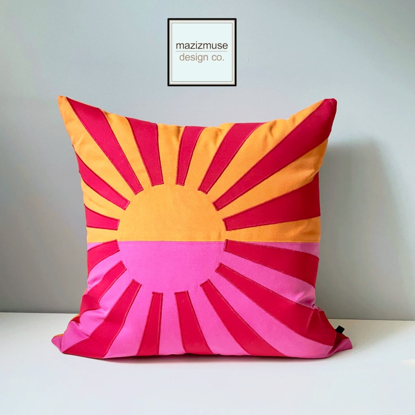 Hot Pink & Orange Sunbrella Outdoor Pillow Cover, Sunburst