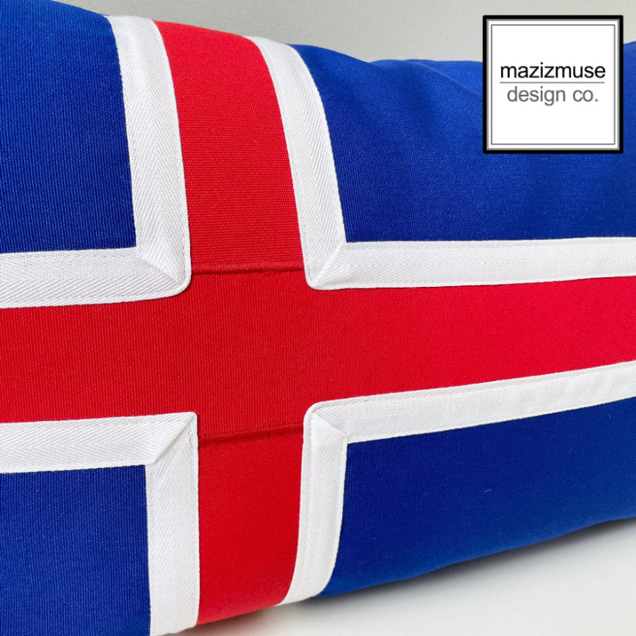 Decorative Iceland Flag Outdoor Sunbrella® Pillow Cover, Icelandic Flag Cushion