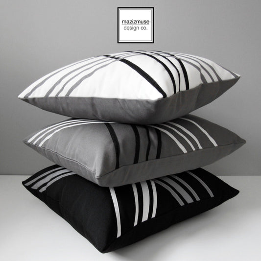 Linear Outdoor Pillow Cover, Decorative Sunbrella Cushion Cover