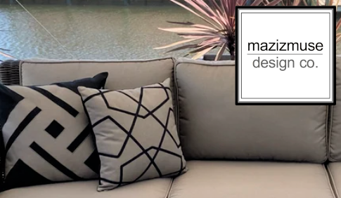 Decorative Black & White Outdoor Pillow Cover, Geometric Sunbrella® Cushion Cover