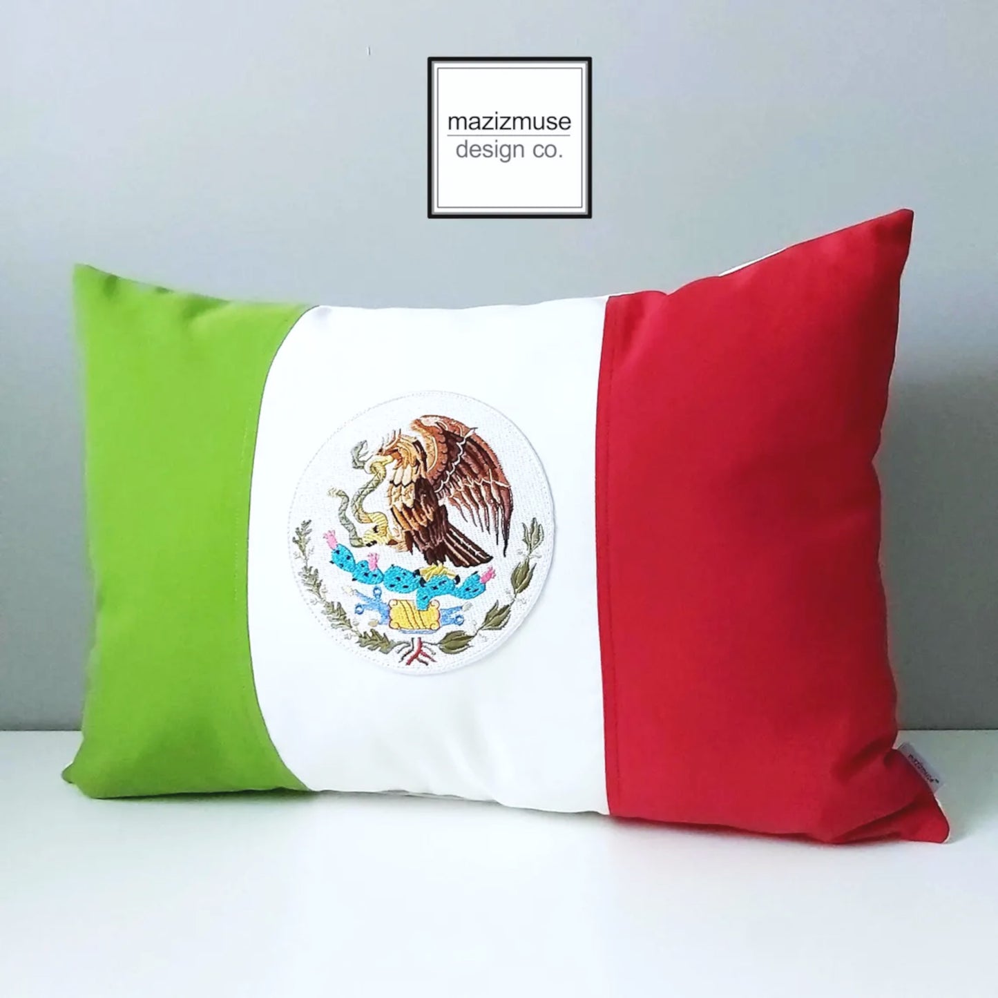 Decorative Mexico Flag Pillow Cover, Mexican Sunbrella® Cushions
