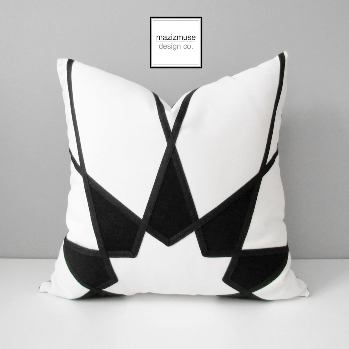 Black & White Outdoor Sunbrella® Pillow, Cushion Cover in Mandala Design