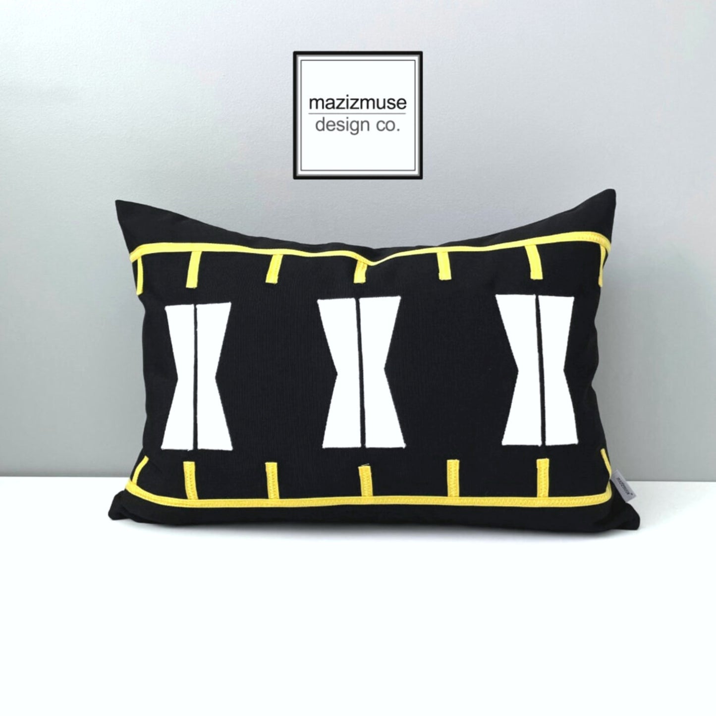Geometric Sunbrella® Outdoor Pillow Cover, Black & White Keystone Cushion Cover
