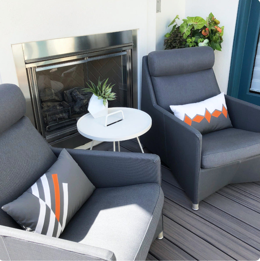 Modern Sunbrella® Outdoor Pillow Cover, Black White & Grey Geometric Cushion Cover