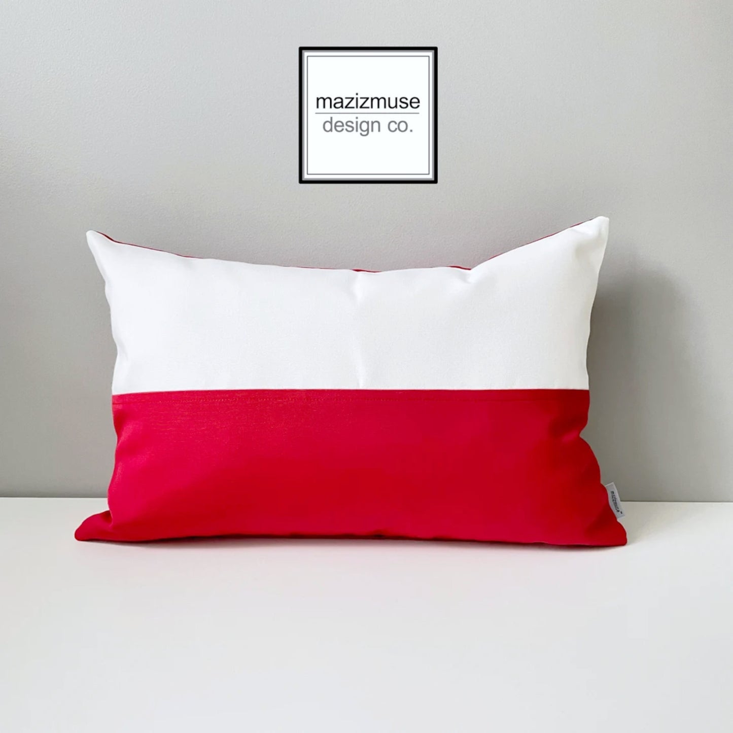 red and white polish flag pillow of sunbrella outdoor fabric for fade and stain resistance.