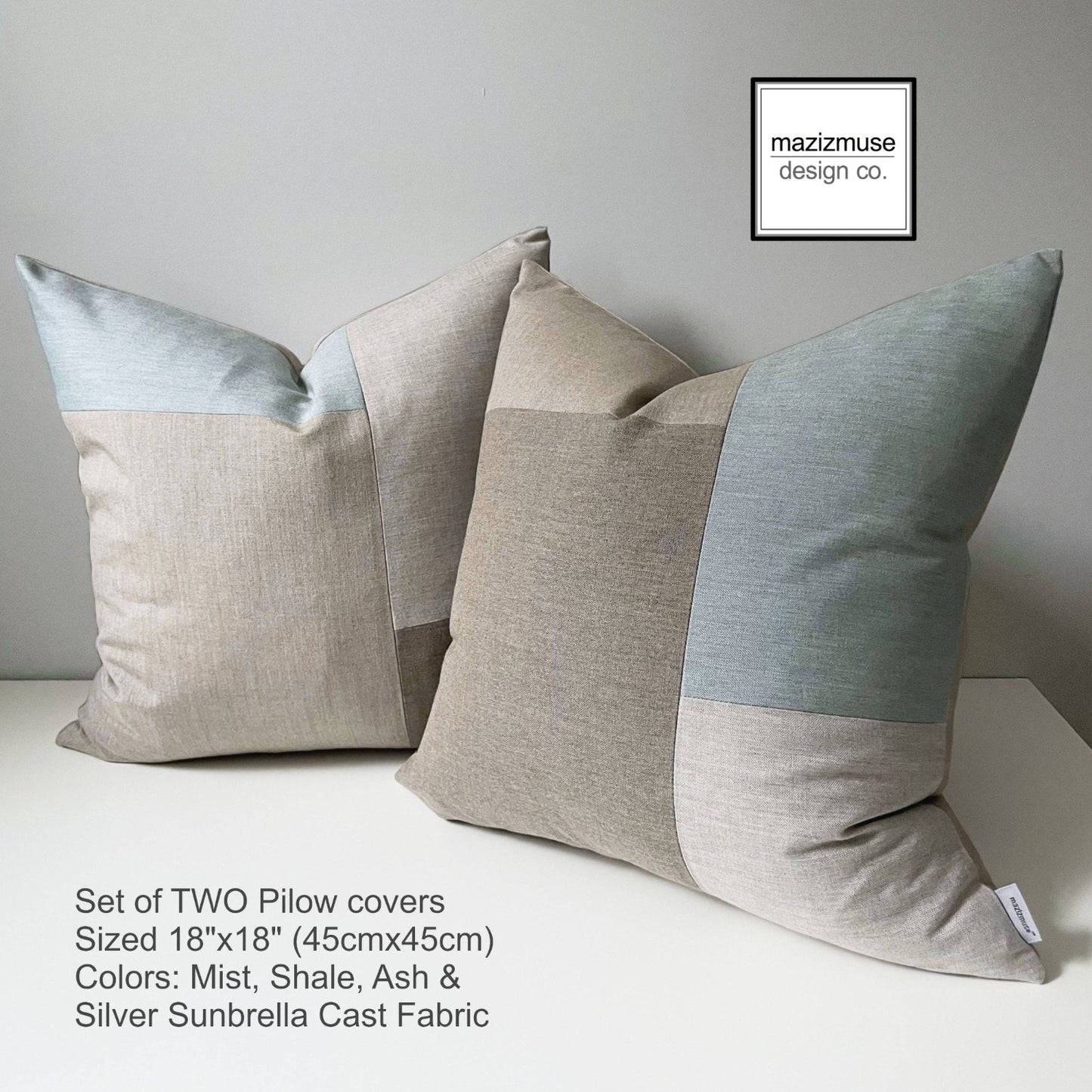 TWO Boho Sunbrella® Outdoor Pillow Covers, Petal & Lagoon Cushions