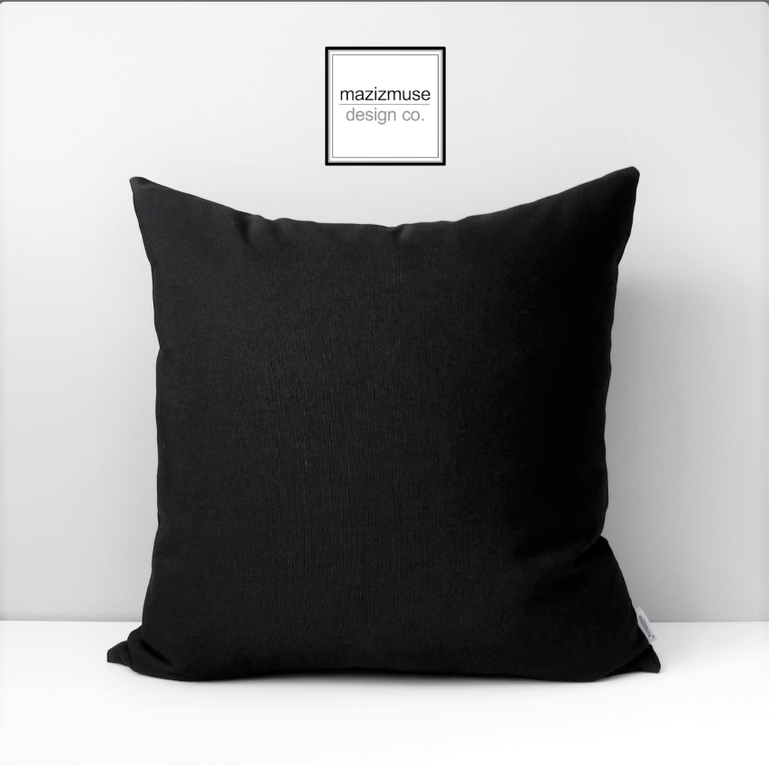 black sunbrella outdoor pillow