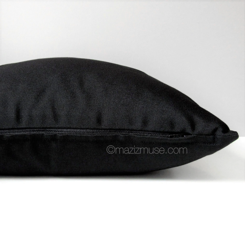 Black Outdoor Sunbrella Pillow Cover, Modern Solid Black Cushion Cover