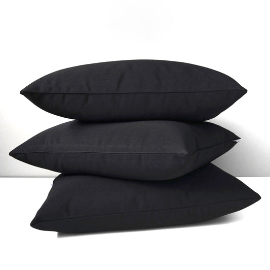 Black Outdoor Sunbrella® Pillow Cover, Modern Solid Black Cushions