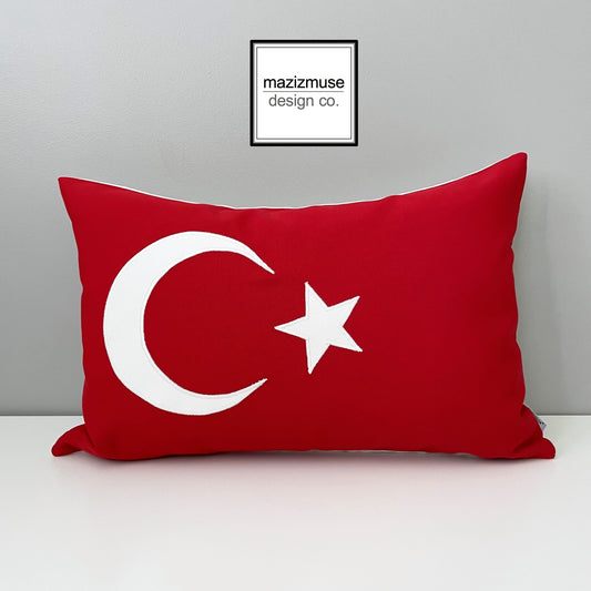 Turkish Flag Cushion Cover, Turkey Flag Pillow Cover, Sunbrella by Mazizmuse