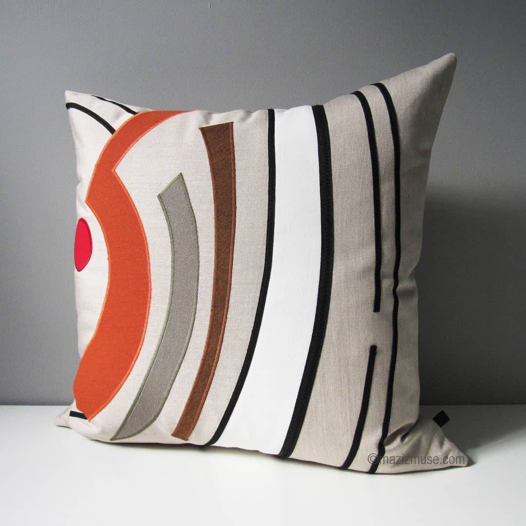 Decorative Abstract Sunbrella® Pillow, Mid Century Modern Outdoor Cushion
