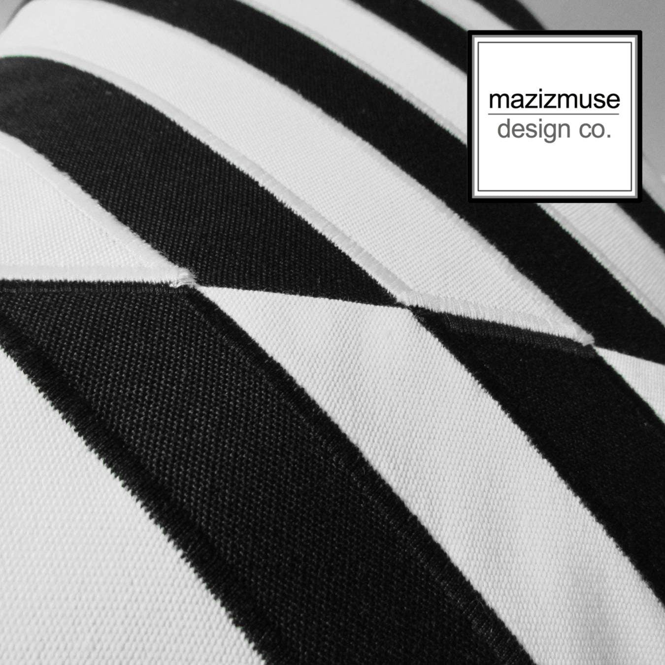 Decorative Black & White Sunbrella Outdoor Pillow Cover, Geometric Cushions