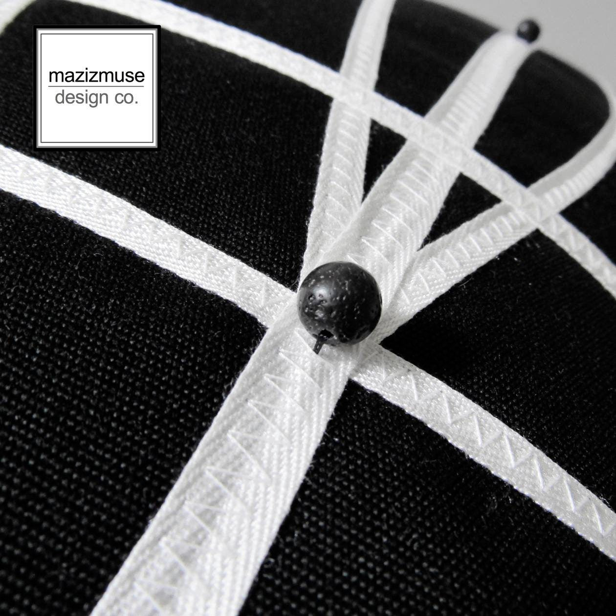 Decorative Black & White Pillow, Geometric Outdoor Sunbrella Cushion, Micronesia