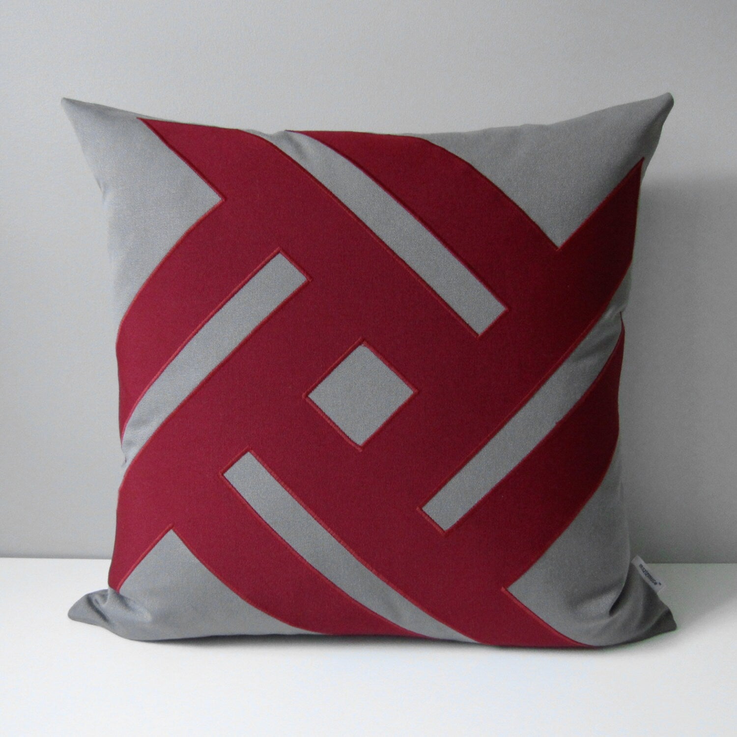 Modern Grey Burgundy Sunbrella® Outdoor Pillow Cover, Geometric