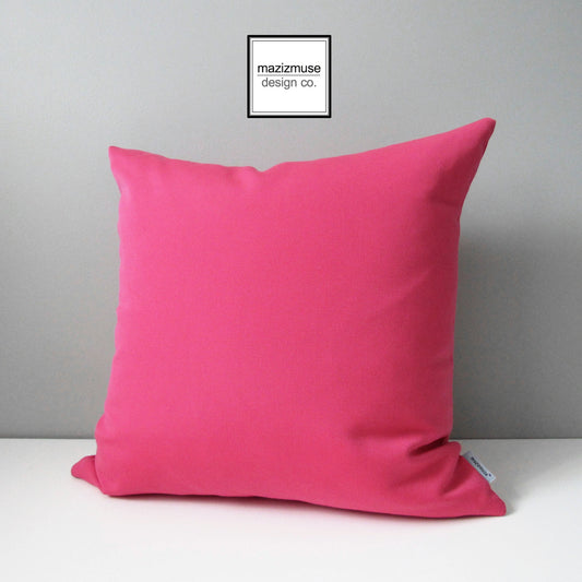 hot pink sunbrella outdoor pillow fro patio and garden decor