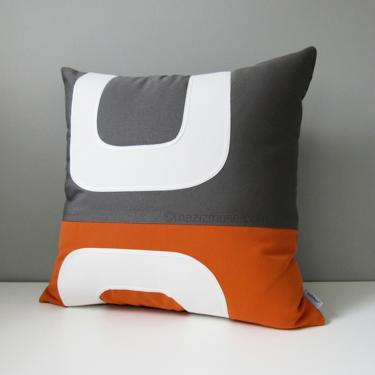 Orange & Grey Outdoor Sunbrella Cushion Cover, Mid Century Modern Pillow Cover