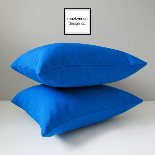 Cobalt Blue Outdoor Pillow Cover, Decorative Pacific Sunbrella Cushion Cover