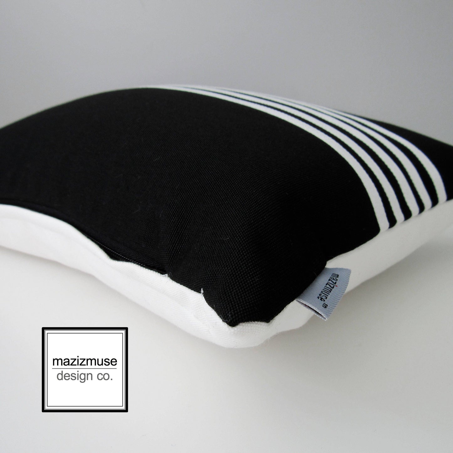 Decorative Black & Lime Green Pillow Cover, Modern Striped Sunbrella Cushion Cover