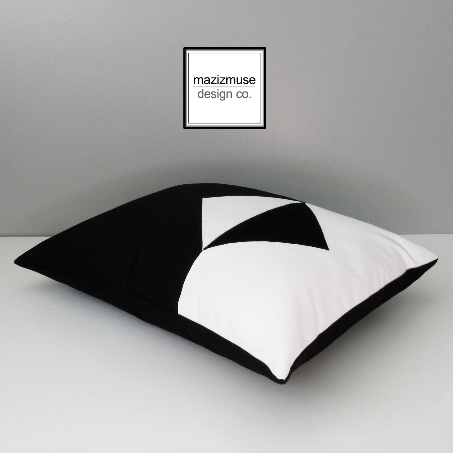 Modern Black & White Geometric Sunbrella Pillow Cover, Outdoor Cushion Cover