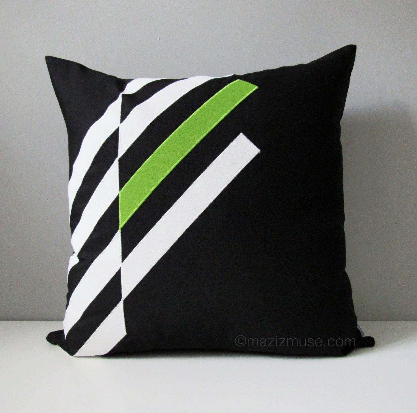 Decorative Black & White Outdoor Pillow Cover, Lime Green Sunbrella® Cushion Cover