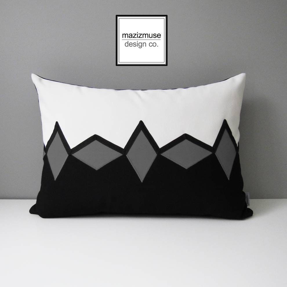 Modern Sunbrella® Outdoor Pillow Cover, Black White & Grey Geometric Cushion Cover