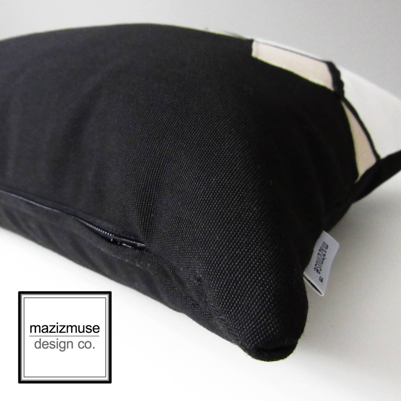 Modern Sunbrella® Outdoor Pillow Cover, Black White & Grey Geometric Cushion Cover