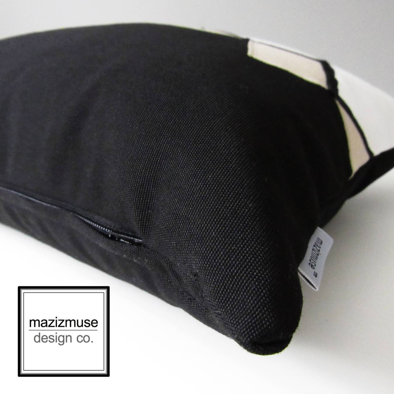 Modern Geometric Outdoor Pillow Cover, Black White & Grey Sunbrella Cushion Cover