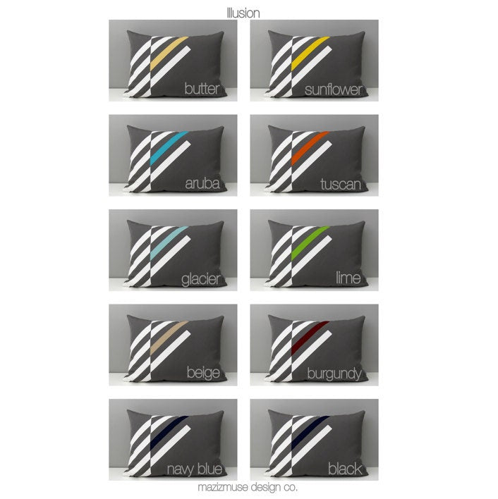 Grey & Tuscan Orange Sunbrella® Outdoor Pillow Cover, Geometric Cushions