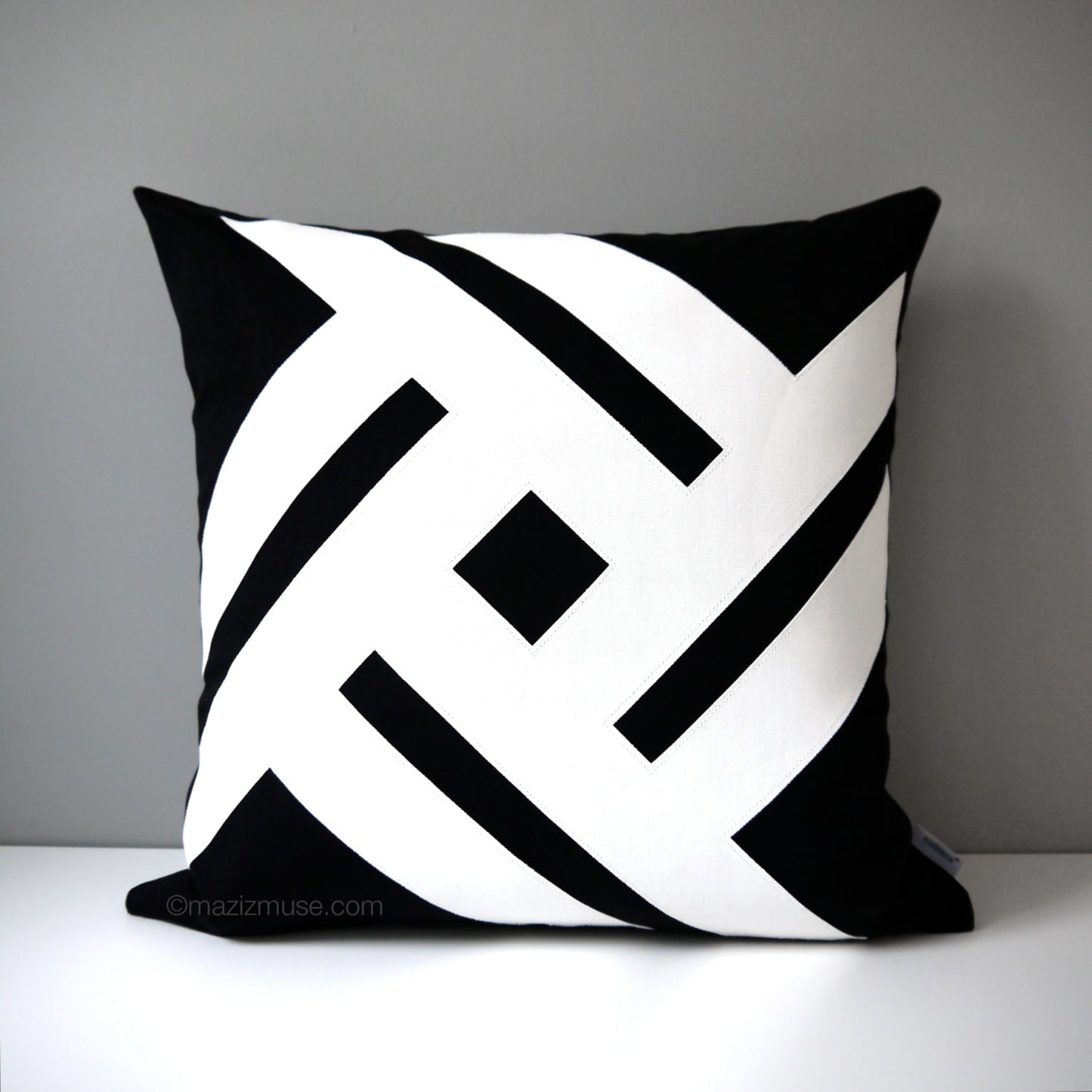 Decorative Black & White Geometric Pillow Cover, Modern Sunbrella Pinwheel