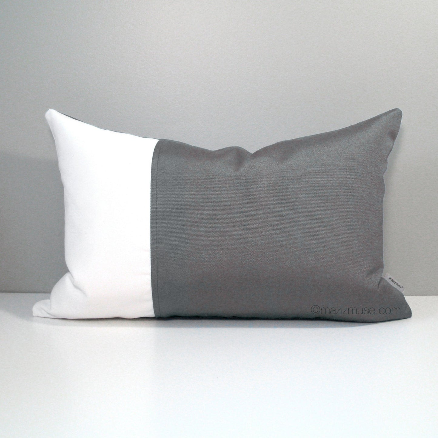 Modern Grey & White Outdoor Pillow Cover, Charcoal Gray Sunbrella Cushion Cover