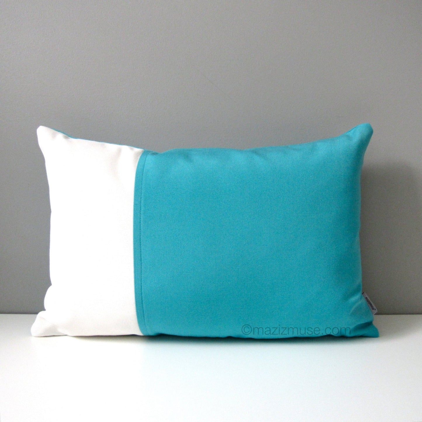 Modern Aruba Blue & White Sunbrella Outdoor Pillow Cover, Decorative Cushion Cover