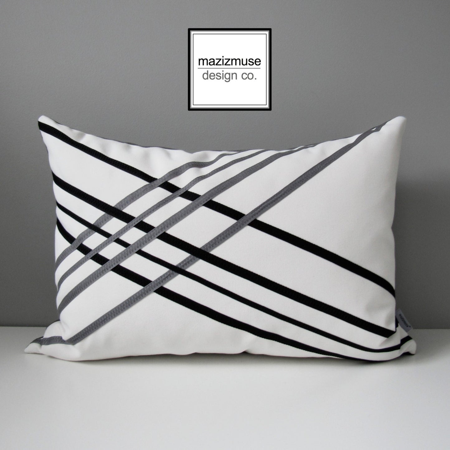 White & Black Sunbrella® Outdoor Pillow Cover, Decorative Cushion Cover