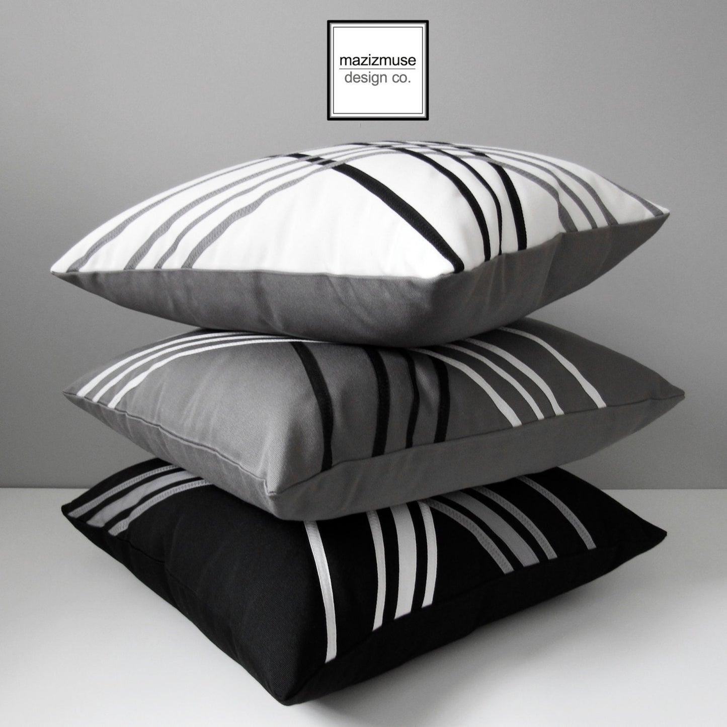 White & Black Sunbrella® Outdoor Pillow Cover, Decorative Cushion Cover