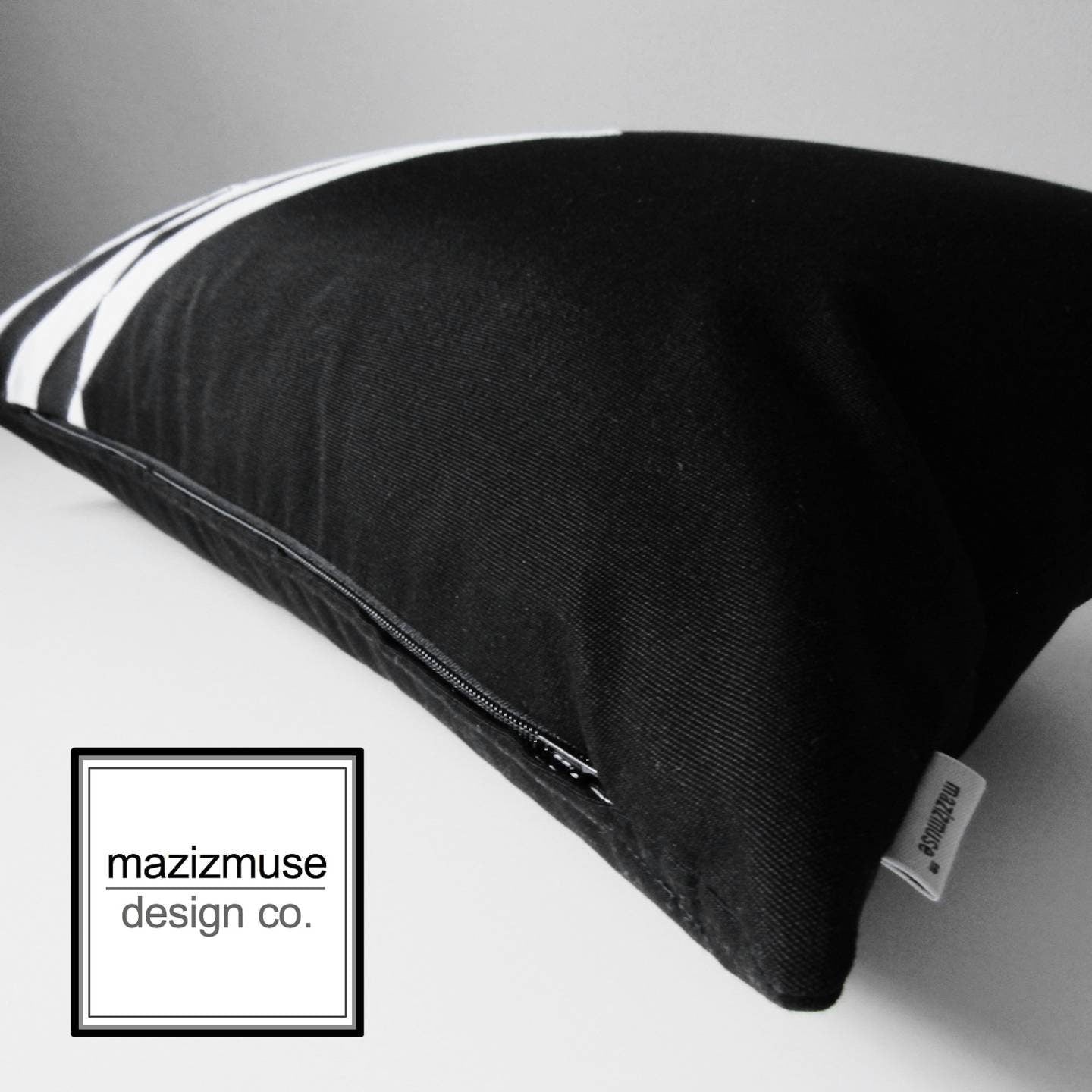 Decorative Black & White Sunbrella Outdoor Pillow Cover, Geometric Cushions