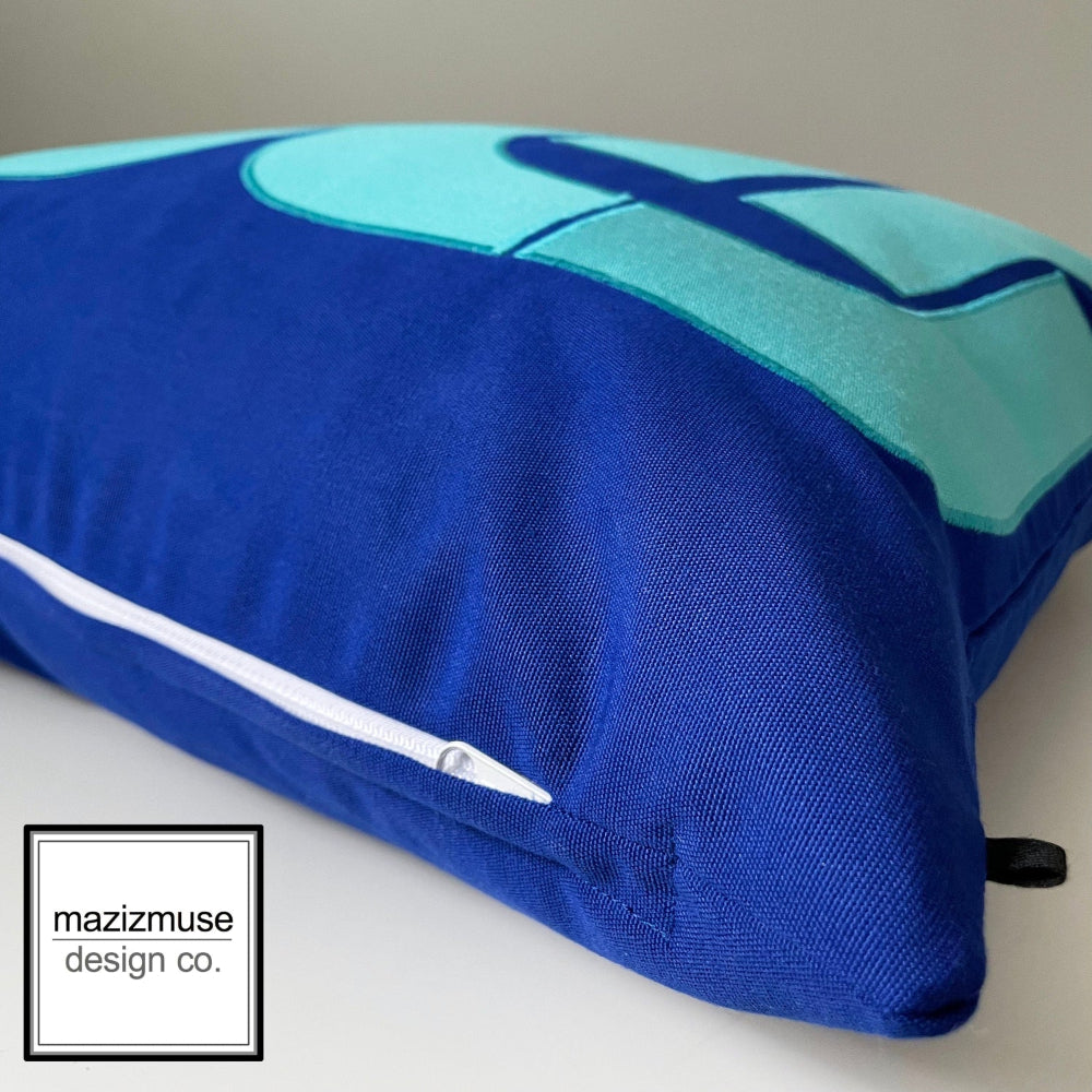 Royal Blue & Turquoise Modern outdoor Sunbrella Pillow Cover