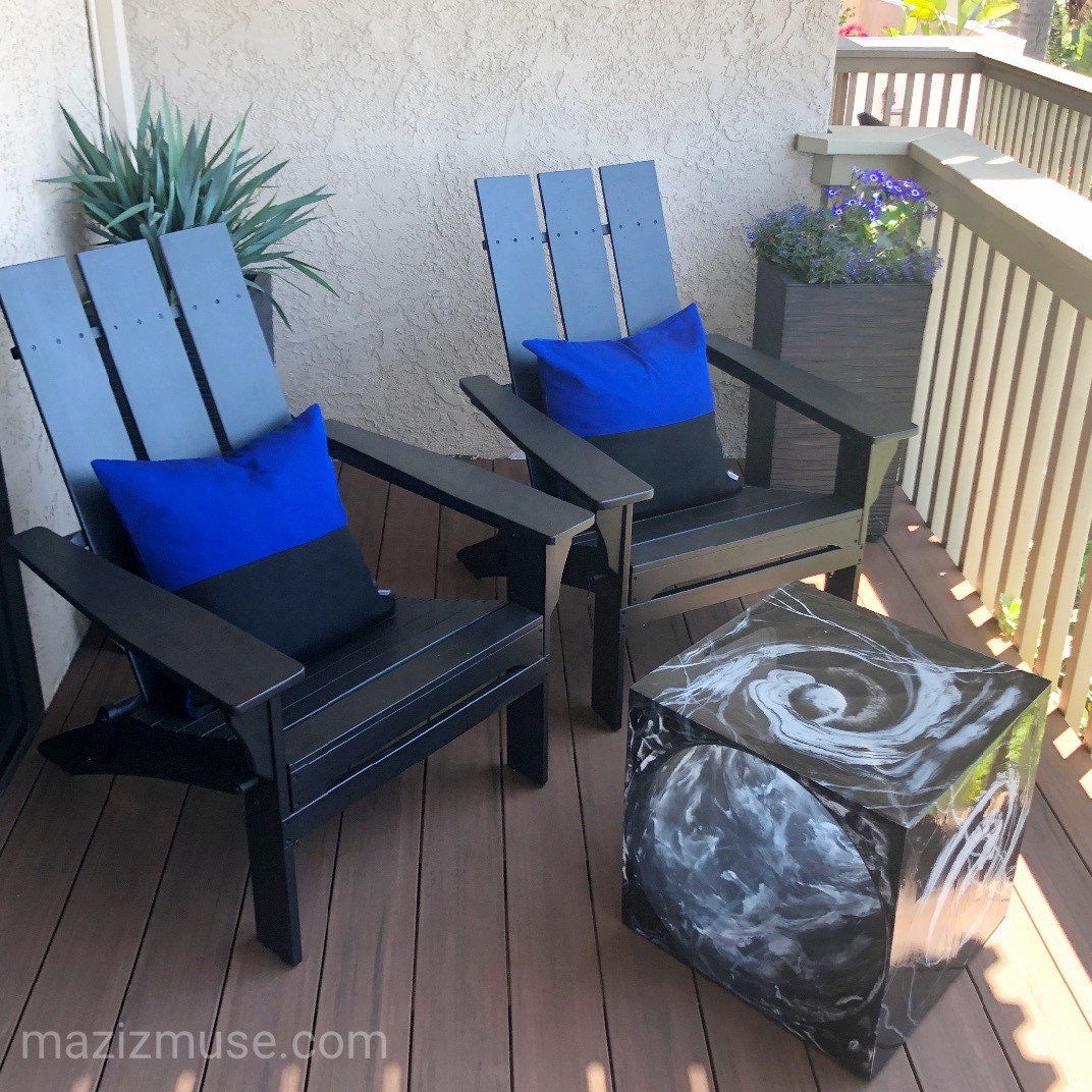 Modern Black & Royal Blue Outdoor Pillow Cover, Decorative Color Block Pillow Cover, Black and True Blue Sunbrella Cushion Cover, Mazizmuse