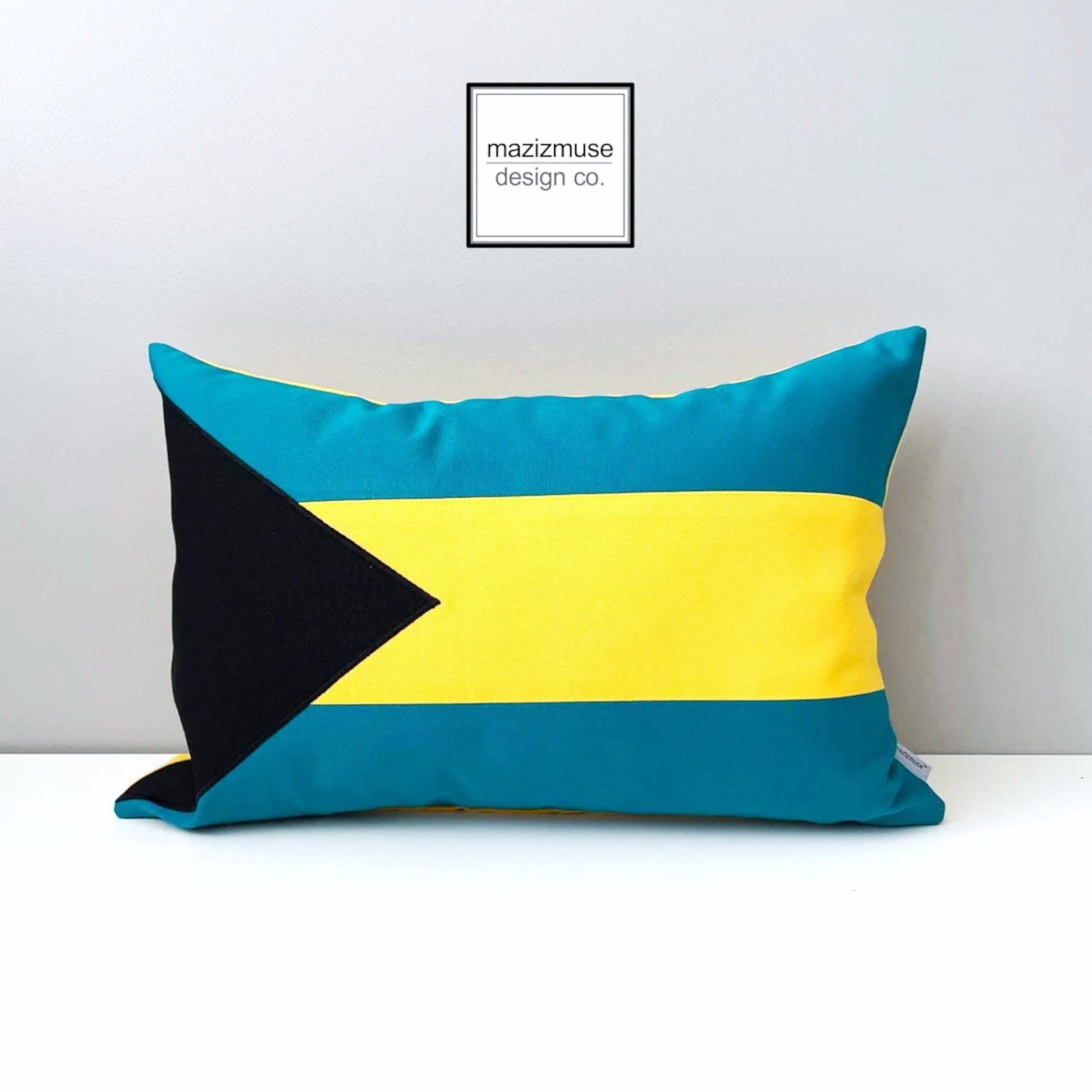 decorative bahamas flag pillow in sunbrella outdoor fabric by mazizmuse