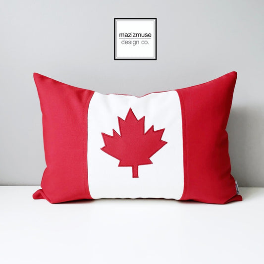 Canada Flag Pillow Cover, Maple Leaf Outdoor Sunbrella® Cushion Cover