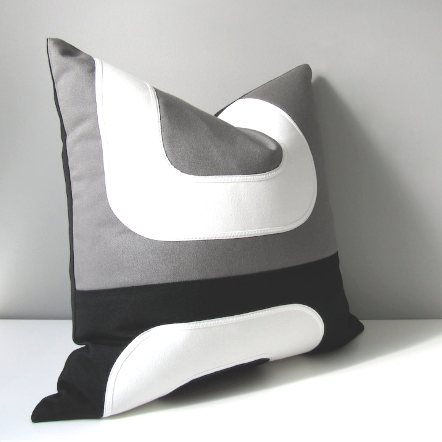 Black & Grey Outdoor Sunbrella Pillow Cover, Mid Century Modern Cushion Cover