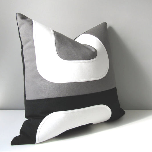 Black & Grey Outdoor Sunbrella Pillow Cover, Mid Century Modern Cushion Cover