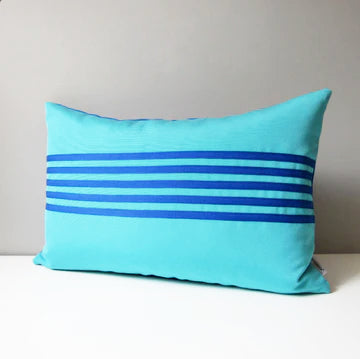 Aruba Blue Outdoor Sunbrella® Pillow Cover with Cobalt Stripes, Striped Cushion Cover